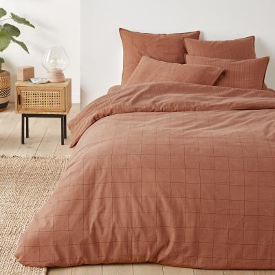 La Redoute Monille Reversible Checked Striped 100% Washed Cotton Duvet Cover