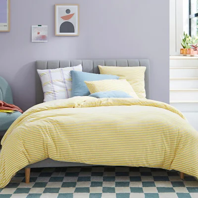 La Redoute Dolsi Yellow Striped Cotton/Modal Jersey Duvet Cover