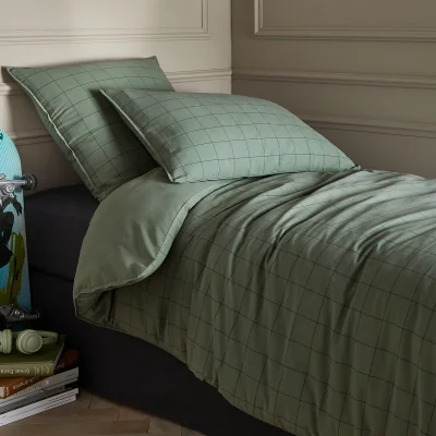 La Redoute Ponlok Checked Organic Cotton 350 Thread Count Duvet Cover
