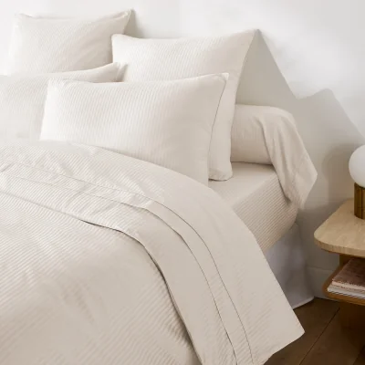 La Redoute Opale Striped Cotton Satin 350 Thread Count Duvet Cover