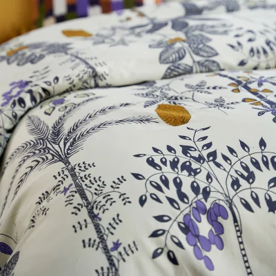 La Redoute Kampong Tropical 100% Cotton Satin 300 Thread Count Duvet Cover