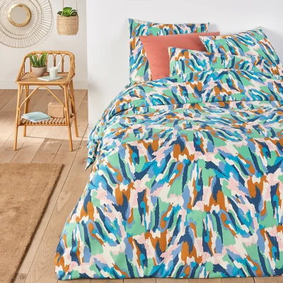 La Redoute Greenwish Graphic 100% Cotton Percale 200 Thread Count Duvet Cover
