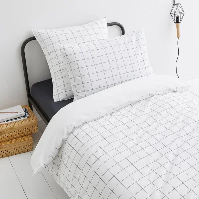 La Redoute Ponlok Checked Organic Cotton 350 Thread Count Duvet Cover