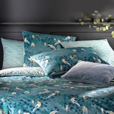 La Redoute Minami Bird 100% Cotton Percale 200 Thread Count Duvet Cover