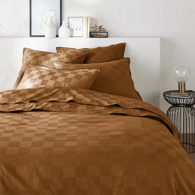La Redoute Victor Checkerboard Washed Cotton Satin Duvet Cover
