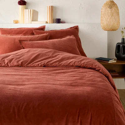 La Redoute Noria Double-Sided Duvet Cover in Washed Cotton/Velvet