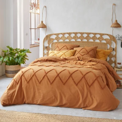 La Redoute Assa Caramel Tufted 100% Cotton Duvet Cover