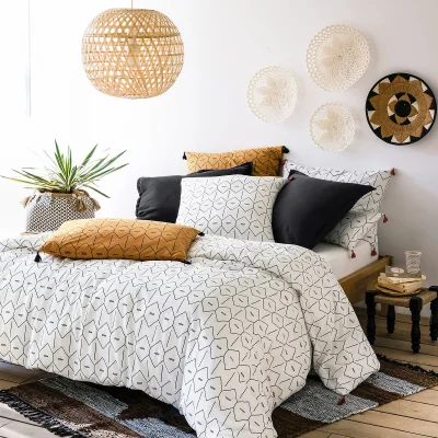 La Redoute Mirni Graphic Tassel 100% Washed Cotton Duvet Cover