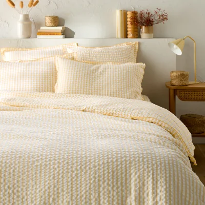 La Redoute Cottage Yellow Cotton Seersucker Duvet Cover