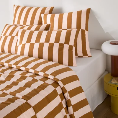 La Redoute Tabaka Caramel Geometric Print 50% Recycled Cotton Duvet Cover
