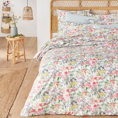 La Redoute Coloured Field Floral 100% Cotton Percale 200 Thread Count Duvet Cover