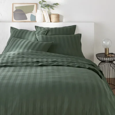 La Redoute Victor Striped 100% Washed Cotton Satin 300 Thread Count Duvet Cover
