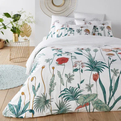 La Redoute Eden Garden Floral 100% Cotton Percale 200 Thread Count Duvet Cover