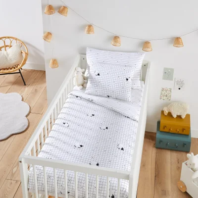 La Redoute Ronnie Check Sheep 100% Cotton Baby Duvet Cover