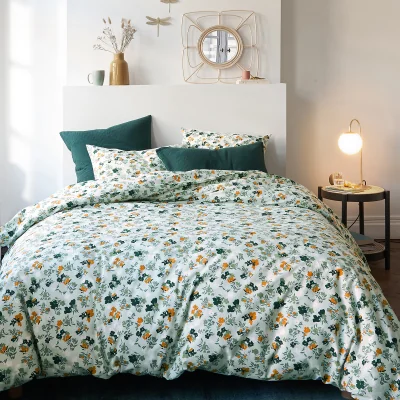 La Redoute Voladores Floral 100% Cotton Percale 200 Thread Count Duvet Cover
