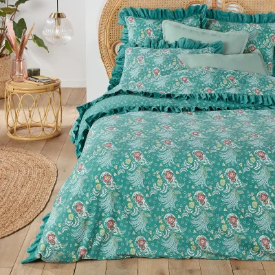 La Redoute Sepahan Ruffled Palmette 100% Washed Cotton Duvet Cover