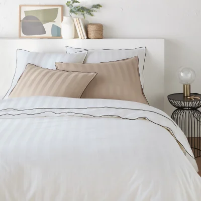 La Redoute Victor Striped 100% Washed Cotton Satin 300 Thread Count Duvet Cover