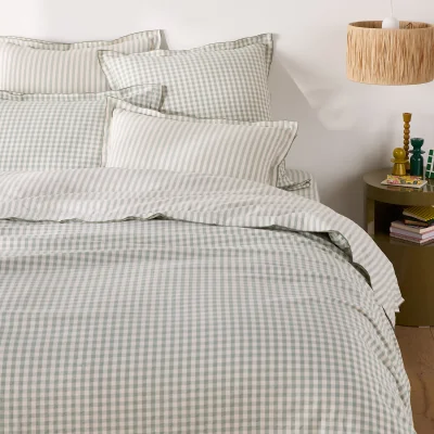 La Redoute Cottage Green Cotton Seersucker Duvet Cover