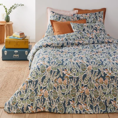 La Redoute Aqua Botanical 100% Cotton Percale 200 Thread Count Duvet Cover