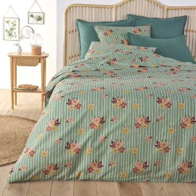 La Redoute Miranda Floral Striped 100% Washed Cotton Duvet Cover