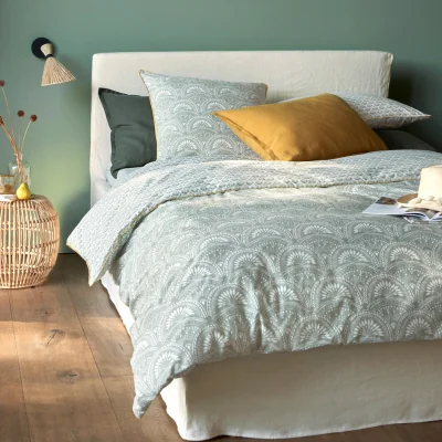 La Redoute Jaipur Green Fan 100% Washed Cotton Duvet Cover