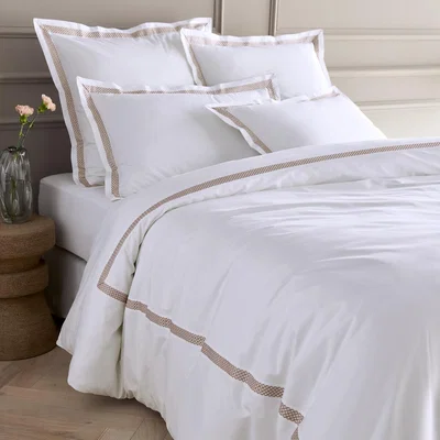 La Redoute Maella Embroidered 100% Organic Cotton Percale 200 Thread Count Duvet Cover