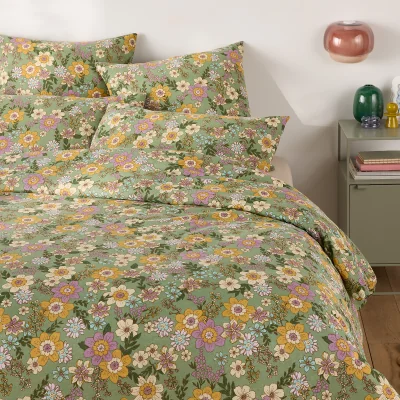 La Redoute Rosemary Green Cotton & Washed Linen Duvet Cover