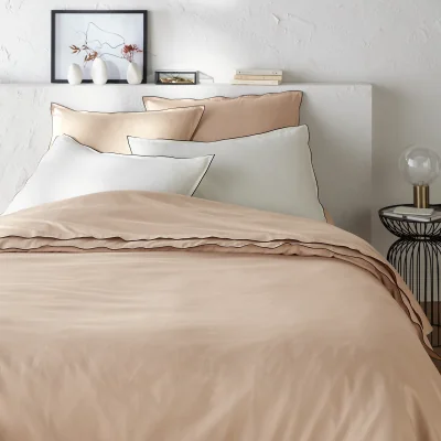 La Redoute Victor Plain 100% Washed Cotton Satin 300 Thread Count Duvet Cover