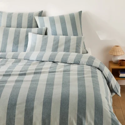 La Redoute Tamori Grey-Green Duvet Cover in Cotton