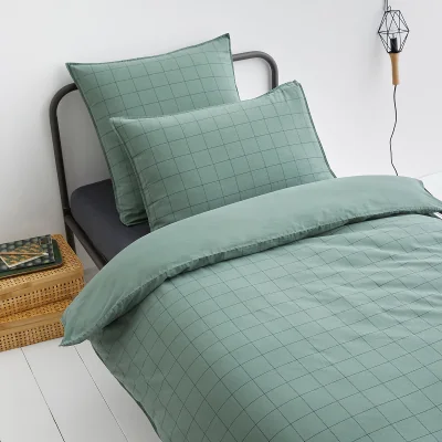 La Redoute Ponlok Checked Organic Cotton 350 Thread Count Duvet Cover