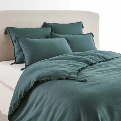 La Redoute Carly Tassel 100% Washed Linen Duvet Cover