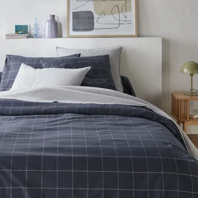 La Redoute Charlie Checked 100% Cotton Flannel Duvet Cover