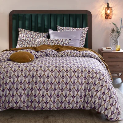 La Redoute Elisa Mauve Cotton Percale Duvet Cover