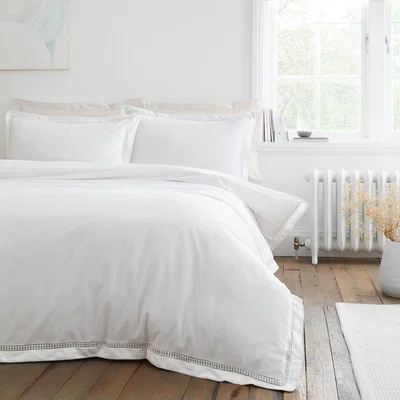 La Redoute Oxford Lace Trim 200 Thread Count Cotton Duvet Cover Set