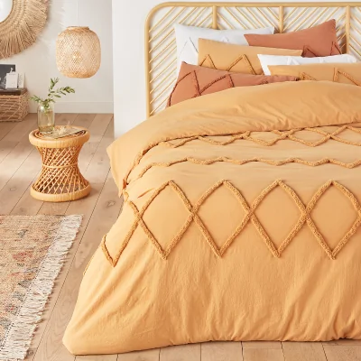 La Redoute Assa Boho Tufted 100% Cotton Ochre Duvet Cover