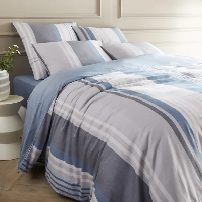 La Redoute Acoledor Striped 100% Organic Cotton Percale 200 Thread Count Duvet Cover