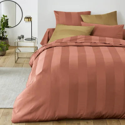 La Redoute Striped Cotton Satin 300 Thread Count Duvet Cover