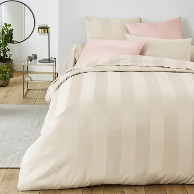 La Redoute Striped Cotton Satin 300 Thread Count Duvet Cover
