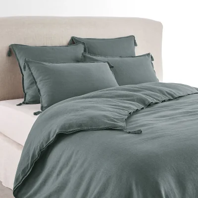 La Redoute Carly Tassel 100% Washed Linen Duvet Cover