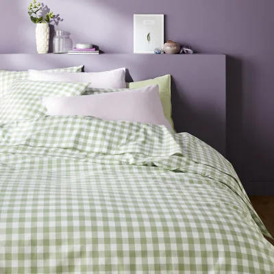 La Redoute Veldi Green Gingham Check 100% Cotton Duvet Cover