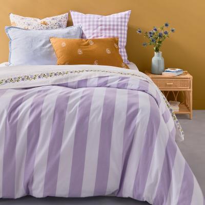 La Redoute Tamori Violet Striped 100% Cotton Duvet Cover