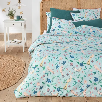 La Redoute Zalipie Floral 100% Cotton Percale 200 Thread Count Duvet Cover