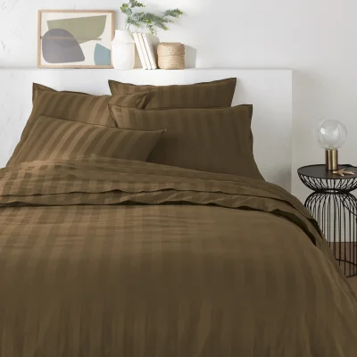 La Redoute Victor Striped 100% Washed Cotton Satin 300 Thread Count Duvet Cover