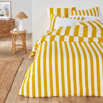 La Redoute Hendaye Striped 100% Cotton Reversible Duvet Cover