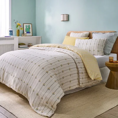 La Redoute Risetti Floral Print Cotton Muslin Duvet Cover