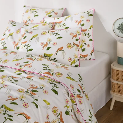 La Redoute Nora Duvet Cover in Cotton Percale with Birds and Flowers Print