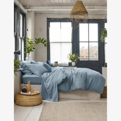Marks & Spencer Piglet In Bed Pure Linen Rose Duvet Cover Blue