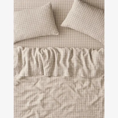 Marks & Spencer Piglet In Bed Pure Linen Gingham Duvet Cover Taupe
