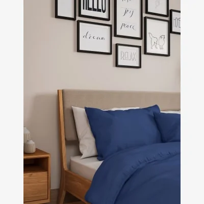 Marks & Spencer M&S Cotton Rich Percale Duvet Cover - DBL - Medium Navy, Medium Navy,White,Light Putty,Oyster,Silver Grey,Light Cream,Aqua,Medium Pink