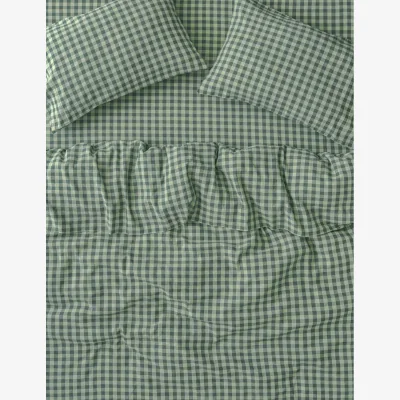 Marks & Spencer Piglet In Bed Pembroke Linen Rich Gingham Duvet Cover Dark Green Mix